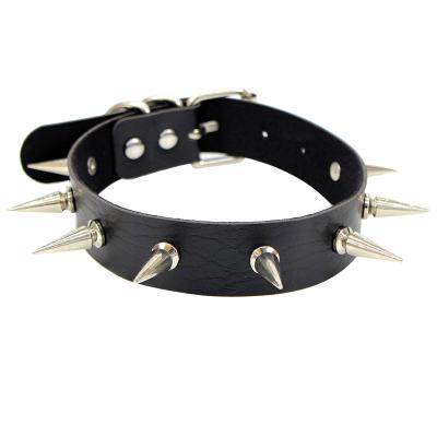 China Factory direct selling European and American nightclub style PU leather collar punk nailed collarbone collar factory direct salt for sale