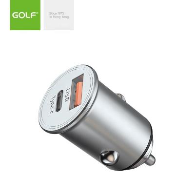 China QC3.0 GOLF Type C 4.8A Fast Charging Zinc Alloy Custom Logo Factory Portable Car Charger Small Size Palladium 45W Wholesale Price For Phone for sale