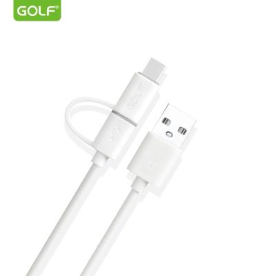 China Cell Phone Types GOLF Slim Colorful 2 In 1 Type C Micro USB Charger Cable Fast Charging for sale