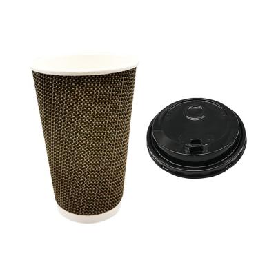 China 4oz 8oz 12oz 16oz Double Disposable Ripple Wall Coffee Paper Cup Wallpaper Disposable Coffee Cup for sale