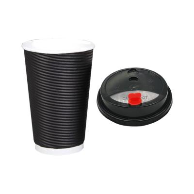 China Disposable Paper Cups 8oz/12oz/16oz Black Hot Paper Cup Coffee Disposable Paper Coffee Cups With Lid for sale