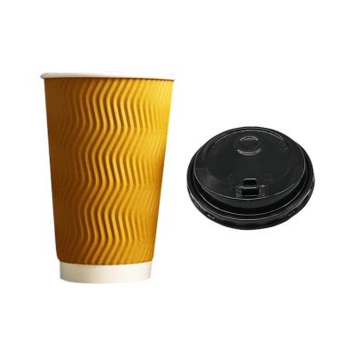 China Disposable Paper Cup Customized Printed Paper Take Away Coffee Cups Disposable Paper Coffee Cup With Lid for sale