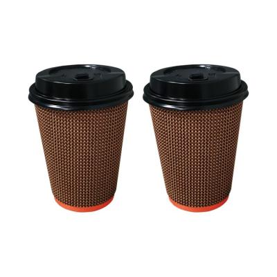 China Disposable 8oz 12oz 12oz Customized Logo Paper Cups Disposable Coffee Cups Double Wall Paper Cups With Lid for sale