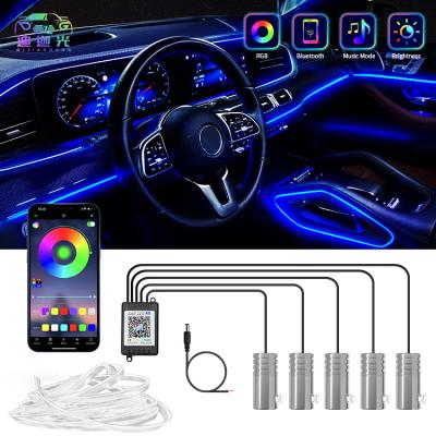 China Automobile Lamp Car Accessories Interior Decorate Atmosphere Light 12V RGB LED Fiber Car Led Strips App Ambient Light In Car for sale