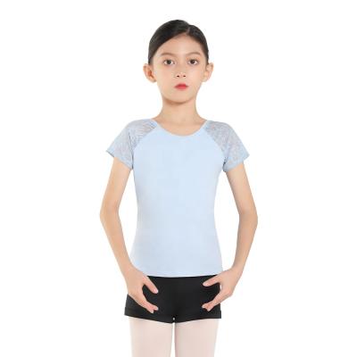 China Comfortable to wear kids girls ballet raglan short sleeve tops for kids ballet dance and daily life for sale