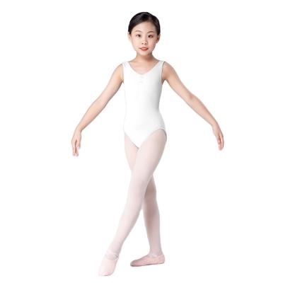 China Wholesale Cheap Front Pinch Kids Girls Forming Dancewear Ballet Dance White Leotard Tights for sale