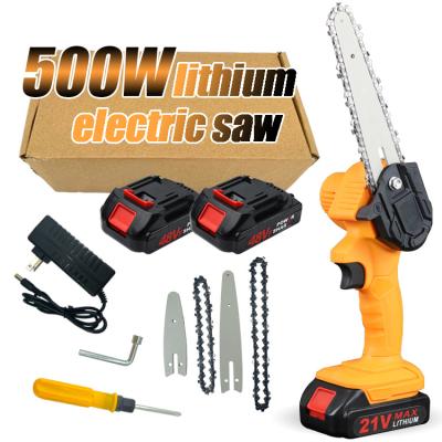 China Kilometer 4/6inch Mini Electric Chainsaw Adjustable Handheld Cutter Size Handles Cordless Chainsaw For Wood Cutting for sale