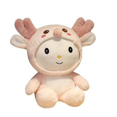 China For Kids Play Doll Sika Deer Plush Toy Shape-Changing Bed With Doll Sleeping Valentine's Day Gift for sale