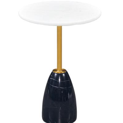 China Modern Unique Round Brass Gold Modern Small Furniture Modern Design Living Room Steel Top Marble Bedside Coffee Table For Cafe Shop for sale