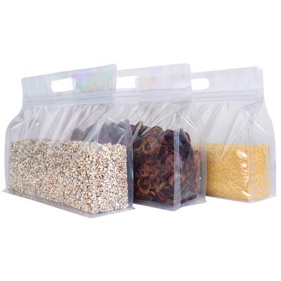 China Clear Moisture Proof PVC Widen Bottom Ziplock Packaging Bag With Handles For Dried Fruits for sale