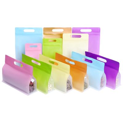 China PVC Windows Moisture Proof Colorful Side Clear Ziplock Packaging Carry Bag With Handles For Pet Food for sale