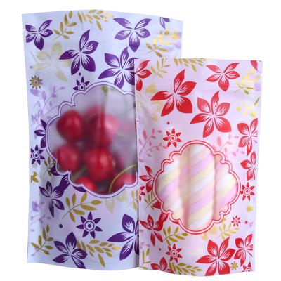 China Matte Printing Clear Front Window Moisture Proof Resealable Ziplock Stand Up Pouch Bag For Candy Snacks for sale