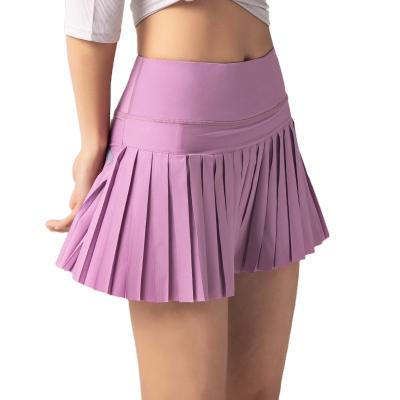 China Breathable Hot Sale Ladies Skirt Solid Color Tennis Skirt Sport Wear Woman Pleated Mini Skirt for sale