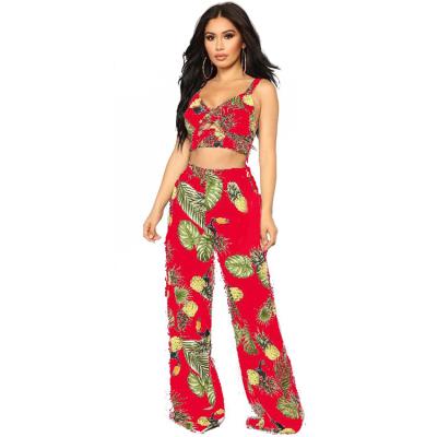 China Anti-pilling New Products Printed Crop Top Causal Summer 2 Piece Set Women Set Women Two Piece Sets for sale