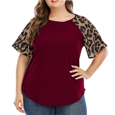 China Custom Wholesale Animal Leopard Anti Shrink Women Short Sleeve Tops Casual Lady Maxi Tops Summers for sale