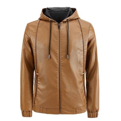 China 2023 hot sale waterproof men's waterproof leather jacket men's PU leather jacket waterproof windproof men's hooded jacket for sale