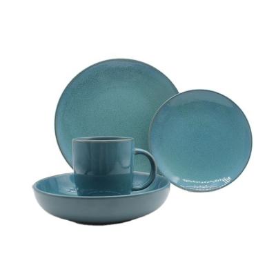 China High Quality Glaze Disposable Luxury Reactive Ceramic Stoneware Porcelain Dinnerware Sets for sale