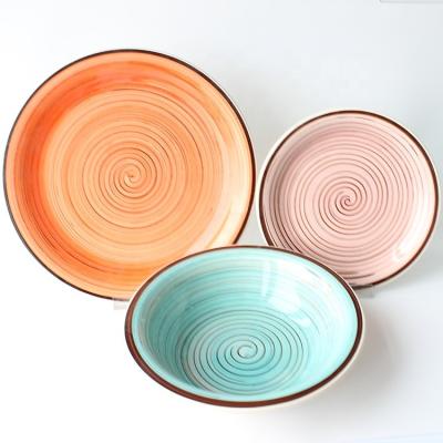 China Viable Factory Wholesale Stoneware Set Dinnerware Sets Hand Paint Stoneware Dinnerset For Home for sale