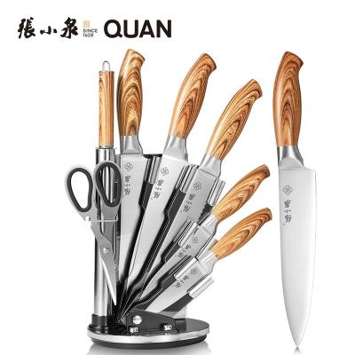 China Viable Cheap Kitchen Knife Set Coating Knives 430 Steel Knife 8pcs Set With Acrylic Holder for sale