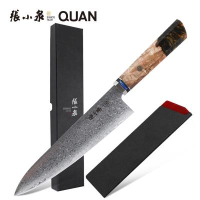 China Viable Handmade Forged Wood Chef Knife Resin Handle Damascus Knife Handle Chef Knife for sale