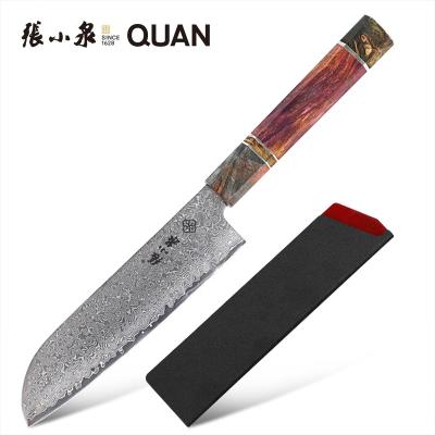 China New updated viable santoku knife damascus steel santoku knife with octagonal wood handle for sale