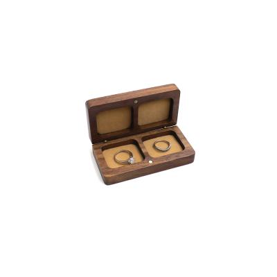 China Black Walnut Shape Ring Box Small Rectangle Shape Jewelry Box Natural Solid Wood Box With Custom Logo for sale