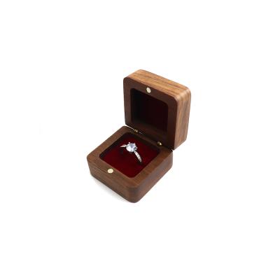 China Wooden Engagement Ring Box Packaging Wedding Jewelry Boxes Walnut Wood Portable High End Luxury Modern Storage for sale