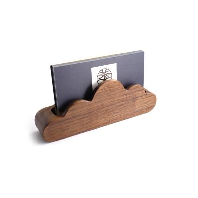 China Fashion Walnut Personalized Wooden Aluminum Business Card Holder Metal Name Clouds Cards Case Box For Men Woman Custom for sale