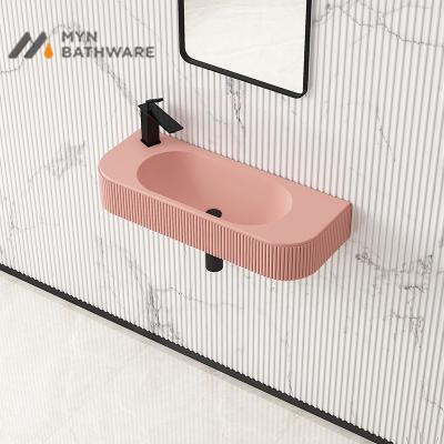 China Unique Design Resin Bathroom Vessel Small Elegant Wall Hung Wash Basin Fonteinset for sale