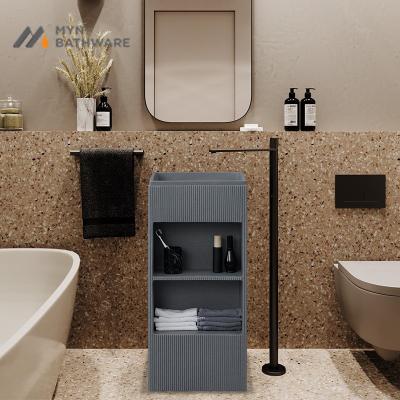 China Unique Design Hand Wash Basin Luxury Freestanding Solid Surface Embedded Bathroom Pedestal Artificial Stone Sink for sale