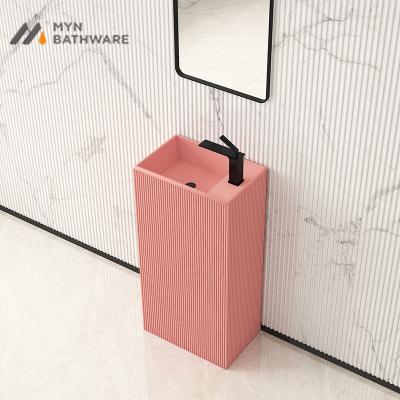 China Unique Design Hotel Resin Acrylic Solid Outdoor Small Size Colorful Pedestal Sink for sale