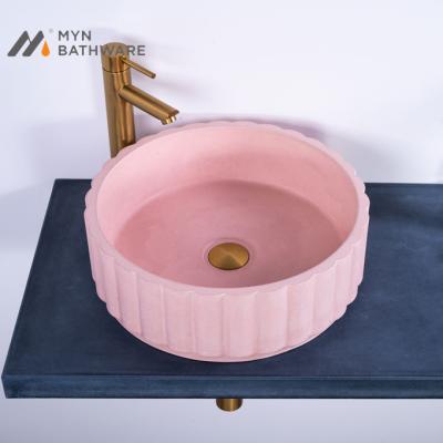 China Unique Design Custom Decorative Artificial Solid Surface Stone Countertop Colored Bathroom Sink for sale