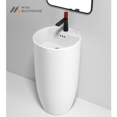 China Factory Design Unique Delicate Modern Bathroom Ceramic Sink Waterproof Pedestal Wash Basin for sale