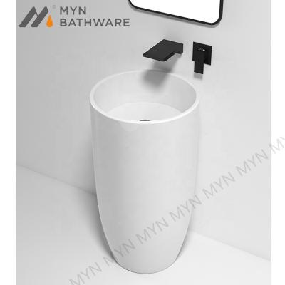 China New Design Bathroom Sink Floor Standing Unique White Ceramic Basin Free Standing Hand Wash Sink for sale