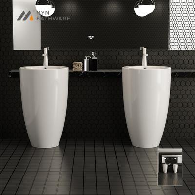 China Unique Design Hotel Modern Made In China Chaozhou White Ceramic Bathroom Sink Pedestal Basin for sale