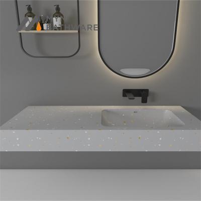 China Unique Design Custom Available Commercial Colored Rectangular Terrazzo Cabinet Bathroom Sink for sale