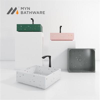 China China Wholesale Unique Colorful Rectangular Countertop Design Bathroom Terrazzo Art Deep Basins for sale