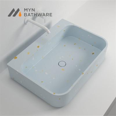 China Unique Design New Arrival Hot Sale Tabletop Bathroom Terrazzo Art Basins For Washing Hand for sale