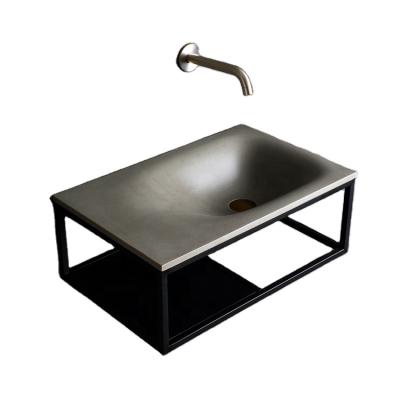 China Unique Design Wall Mounted Industrial Style Concrete Single Basin Bathroom Vanity Sink for sale