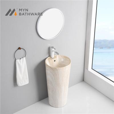 China Unique Design High Quality Floor Standing Bathroom Marble Pedestal Ceramic Sink for sale