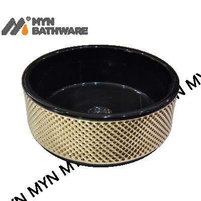 China Unique Design Fashion Colored Round Shaped Black&Golden Ceramic Sanitary Ware Hand Wash Sink for sale