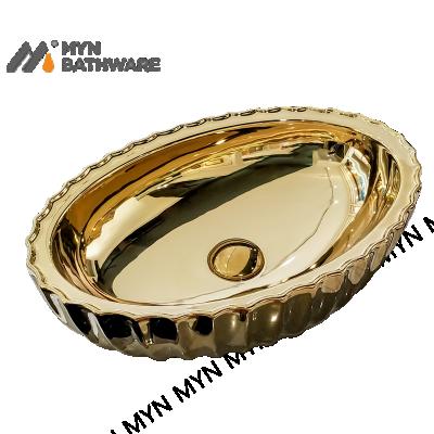 China Art Polygon Golden Wash Basin Unique Design Vessel Modern Design Bathroom Vanity Sink for sale