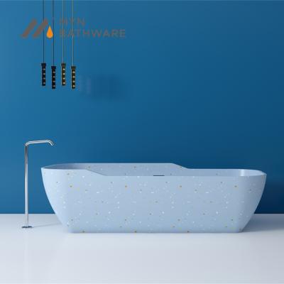 China Unique Design New Arrivals Modern Bathroom Terrazzo Solid Surface Freestanding Bathroom Tub for sale