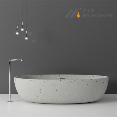 China Unique Bathroom Design Resort Hotel Sanitary Ware Showers Terrazzo Free Standing Solid Outdoor Bathtub for sale