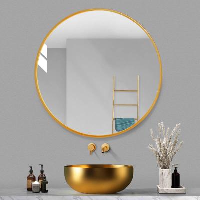 China Round Shape Minimalist Bathroom Mirror Wall Waterproof Dressing Vanity Mirror With Color Frame for sale