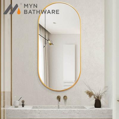 China Minimalist Oval Shape Bathroom Waterproof Large Mirror Wall Integral Dressing Vanity Mirror With Color Frame for sale