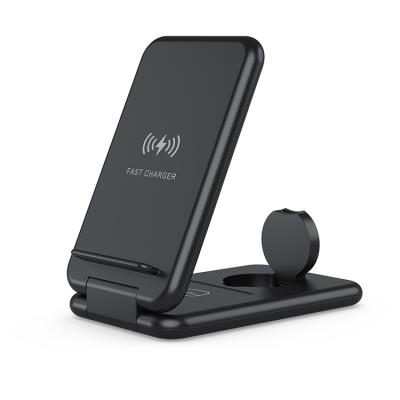 China 3 In 1 Wireless Charging Station Quickly Charging Stand Smart Watch 3 In1 Useful Headphone Earphone Foldable Wireless Charger for sale