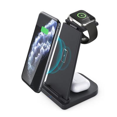 China Smart Watch Fast Wireless Charger 3 in 1 Foldable Fast Charging Qi for Mobile Phone Smart Watch Charger for sale