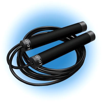 China Durable Fitness Logo Black and Gray Custom Quality Wire Rope Jump Rope for sale