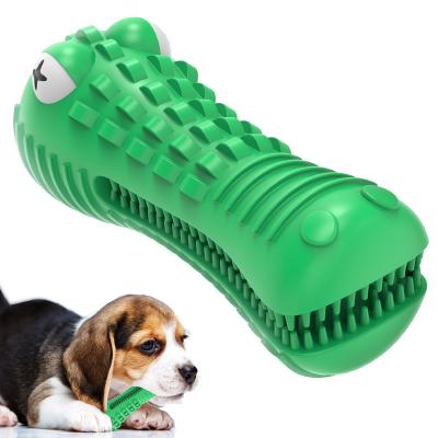 China Viable Toy Wholesale Alligator Dog Manufacture Dog Chew Toy Natural Rubber Crocodile Toothbrush Squeaky Toy for sale